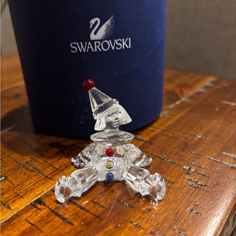 Swarovski Crystal Clown Puppet with Red and Blue Accents NIB